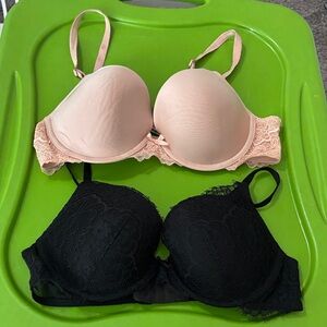 Victoria’s Secret Lace Push-Up Bras - Black & Nude
